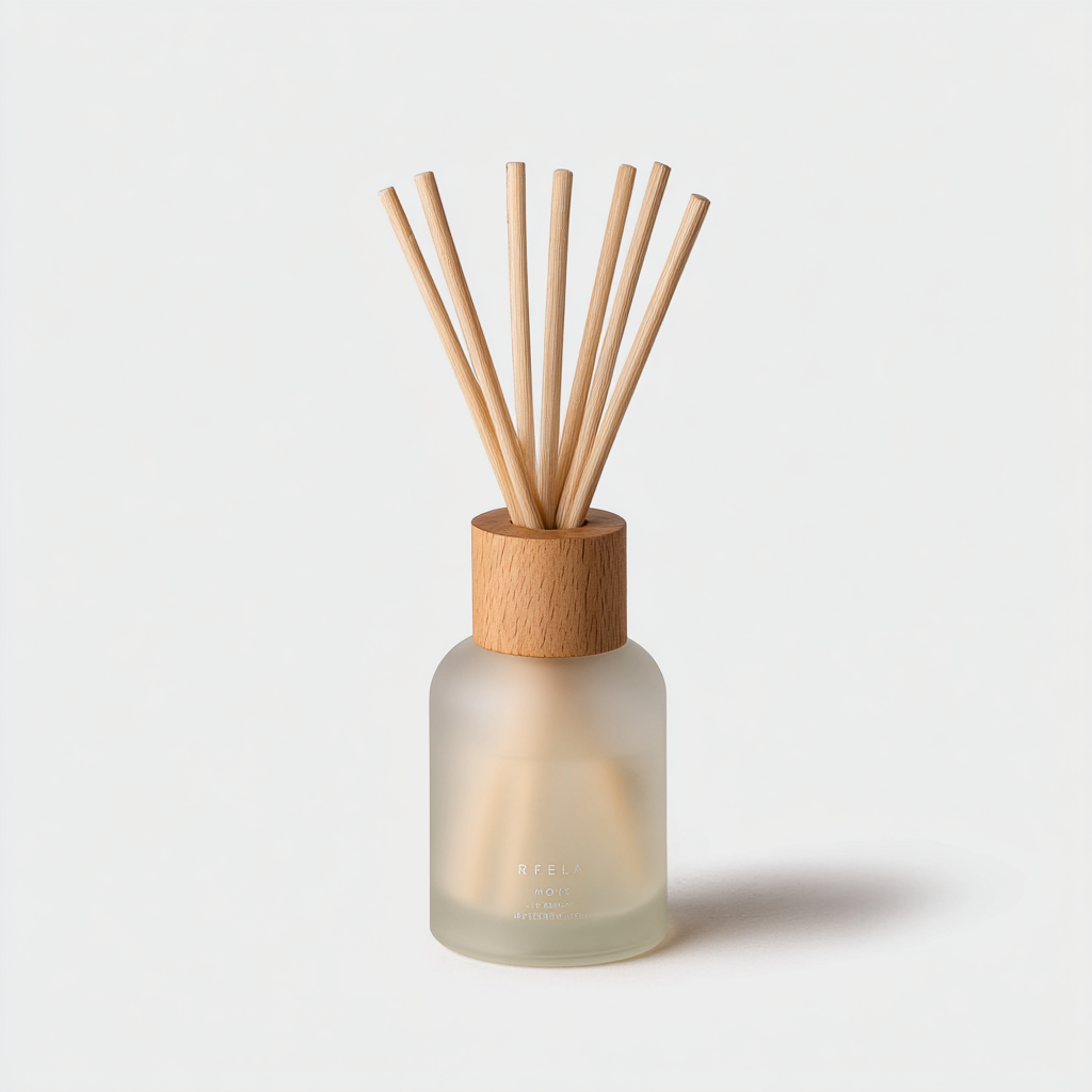 Aromatherapy Reed Diffuser in a Simple Glass Bottle with Natural Scents