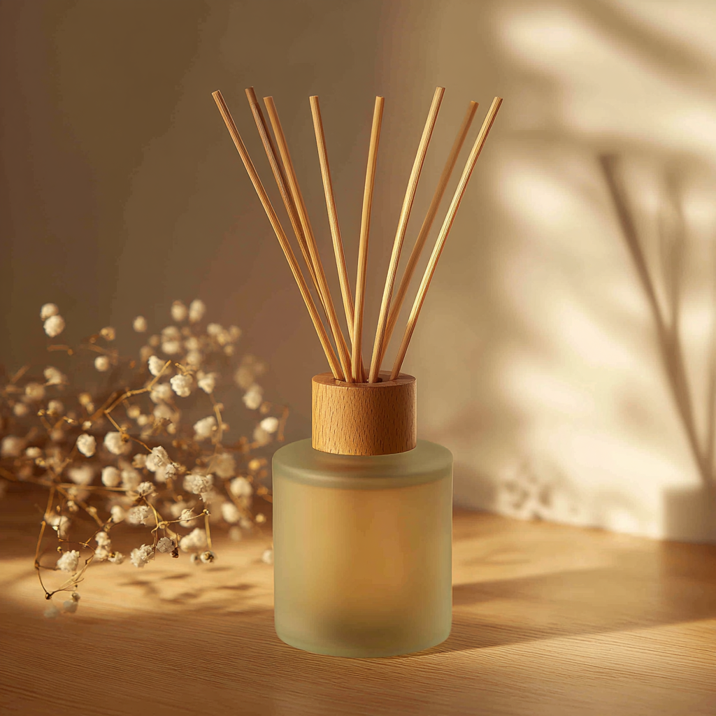 Aromatherapy Reed Diffuser in a Simple Glass Bottle with Natural Scents