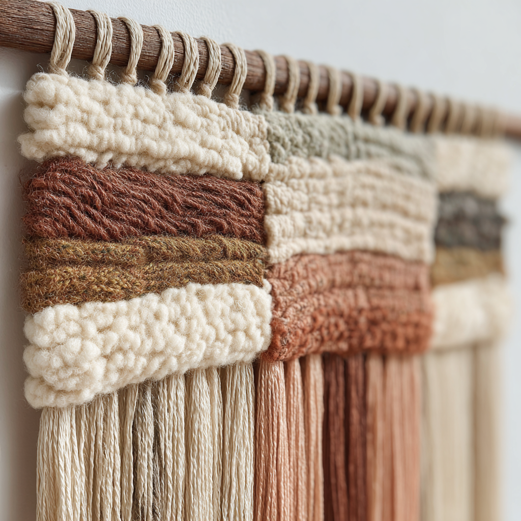 Handcrafted Textile Art Wall Hanging in Boho Style