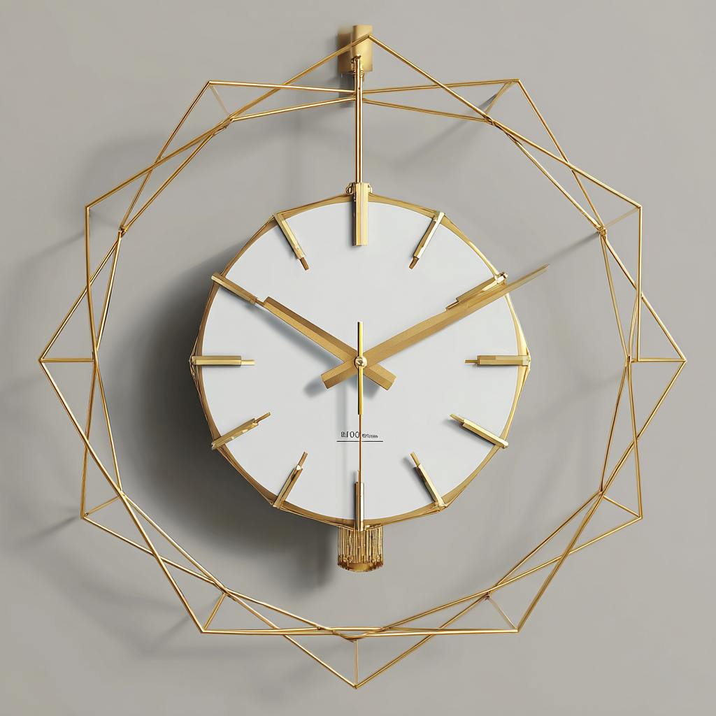 Geometric Wall Clock with a Modern Minimalist Look and No Noise