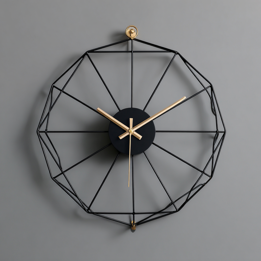 Geometric Wall Clock with a Modern Minimalist Look and No Noise