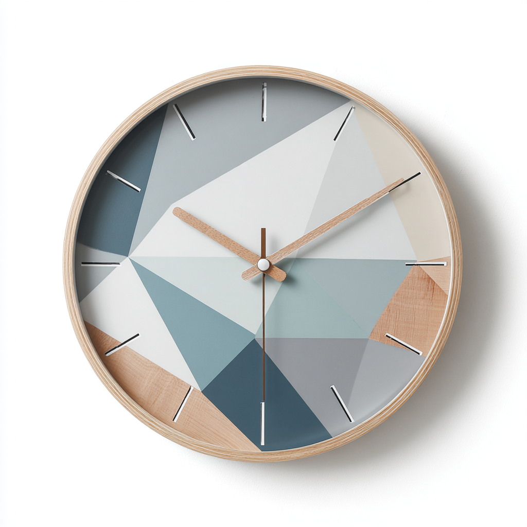 Geometric Wall Clock with a Modern Minimalist Look and No Noise