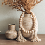 Handcrafted Wood Bead Garland – Natural Boho Accent Decor