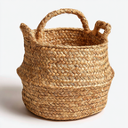 Boho Chic Handwoven Seagrass Basket for Storage