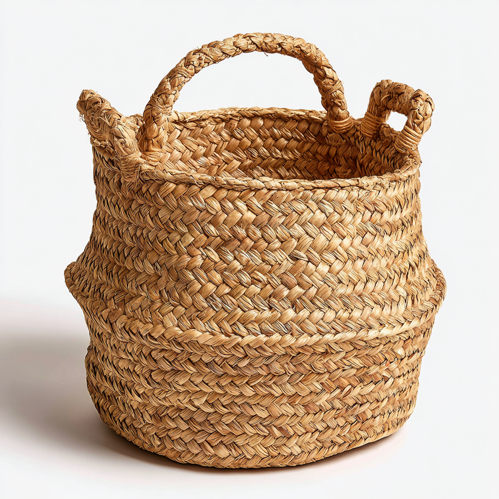 Boho Chic Handwoven Seagrass Basket for Storage