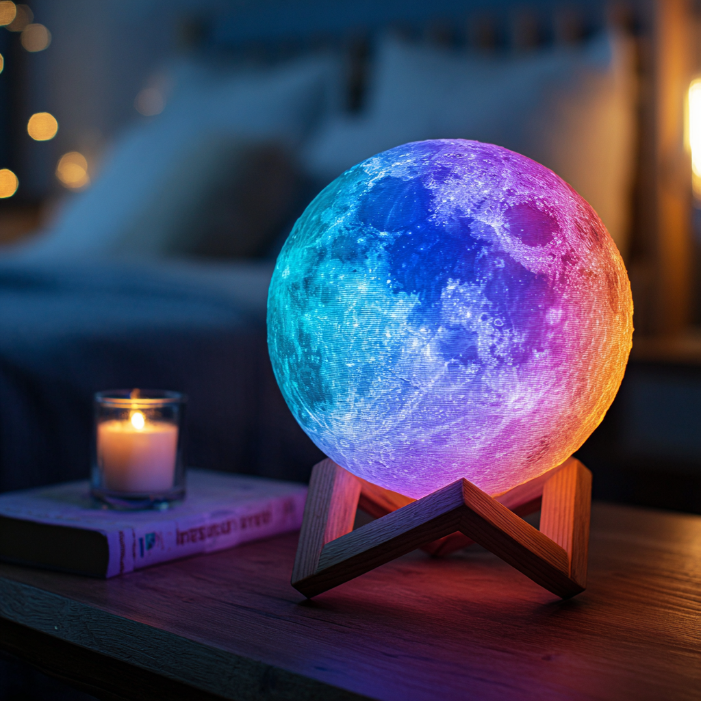 LED Galaxy Moon Lamp – Color-Changing Light with Stand