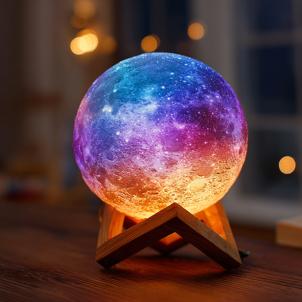 LED Galaxy Moon Lamp – Color-Changing Light with Stand