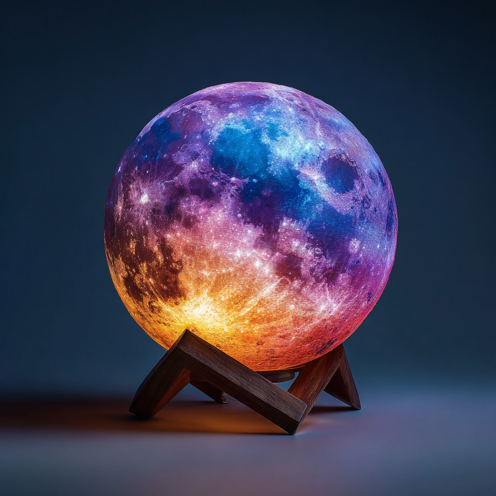 LED Galaxy Moon Lamp – Color-Changing Light with Stand