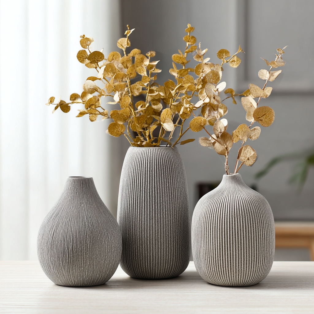 Minimalist Nordic Ceramic Vase Set – Elegant Matte Texture