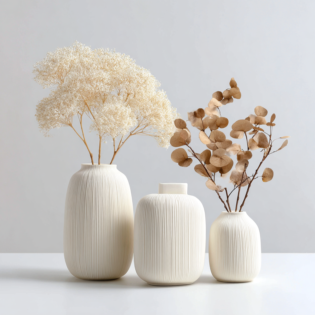 Minimalist Nordic Ceramic Vase Set – Elegant Matte Texture