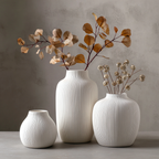 Minimalist Nordic Ceramic Vase Set – Elegant Matte Texture